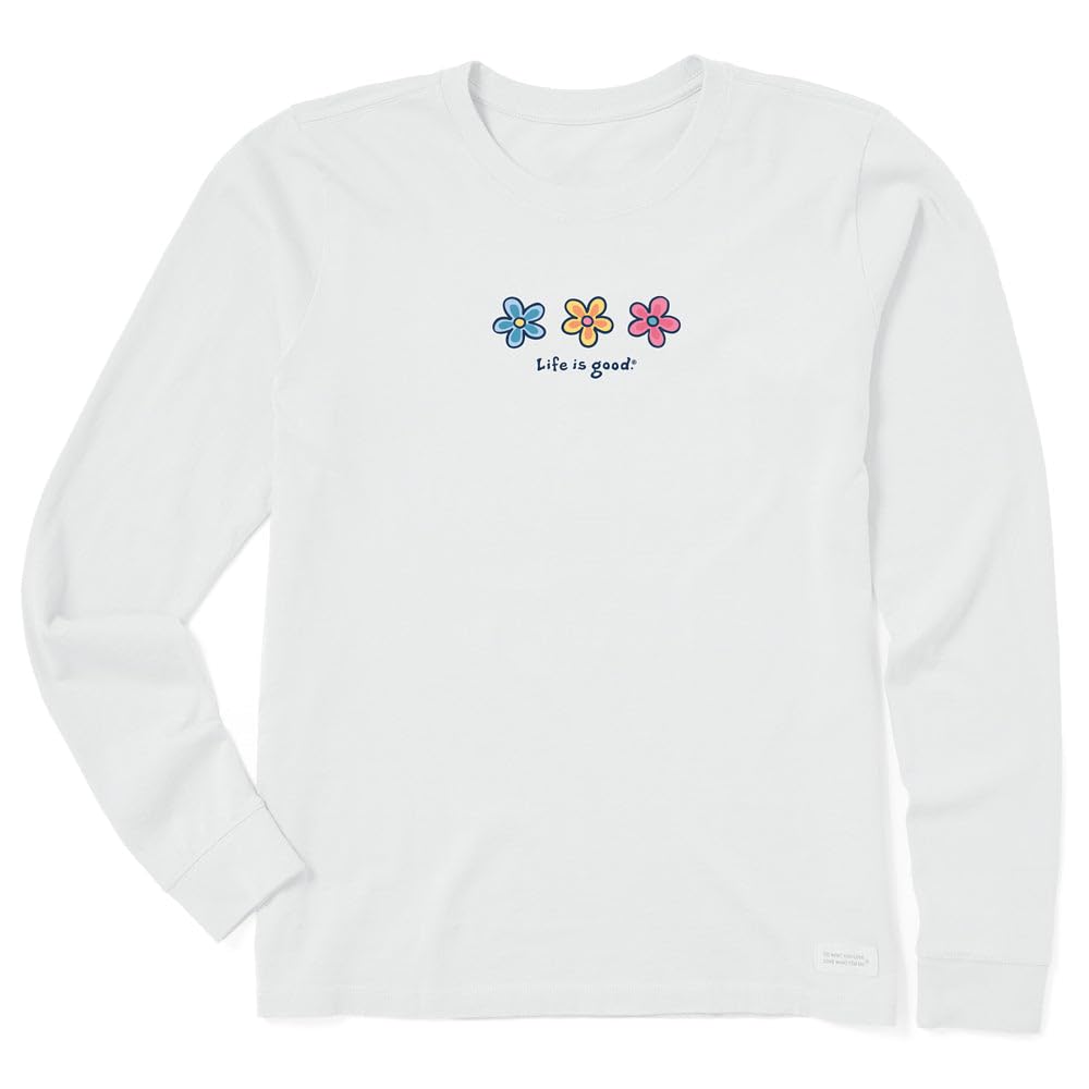 Long-Sleeve Pure Cotton Printed T-Shirt — "Three Daisies"