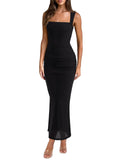 Summer Pleated Slim-Fit Maxi Dress