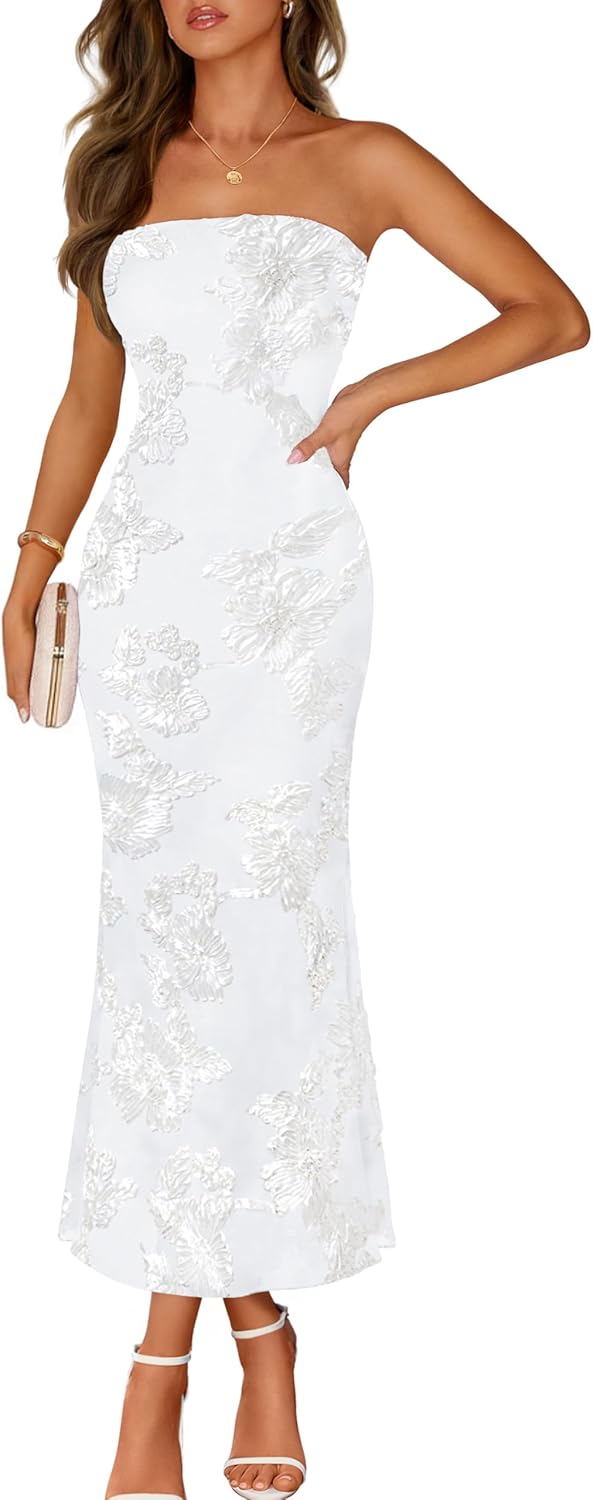 Printed Strapless Maxi Dress