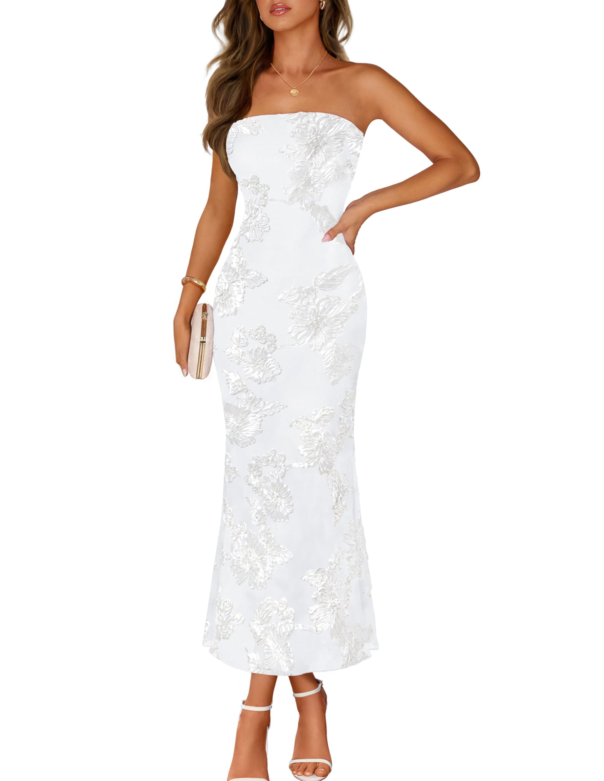 Printed Strapless Maxi Dress