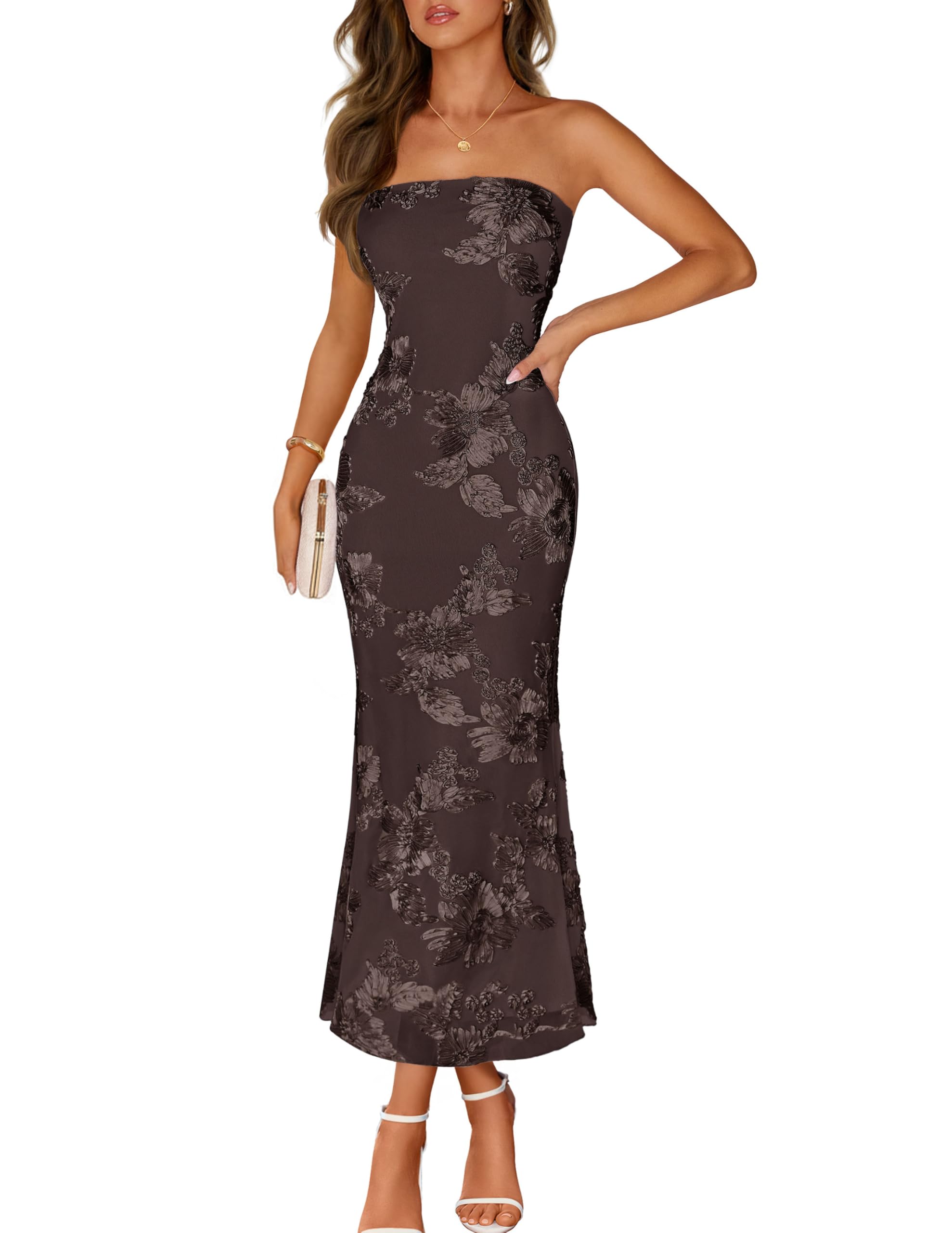 Printed Strapless Maxi Dress
