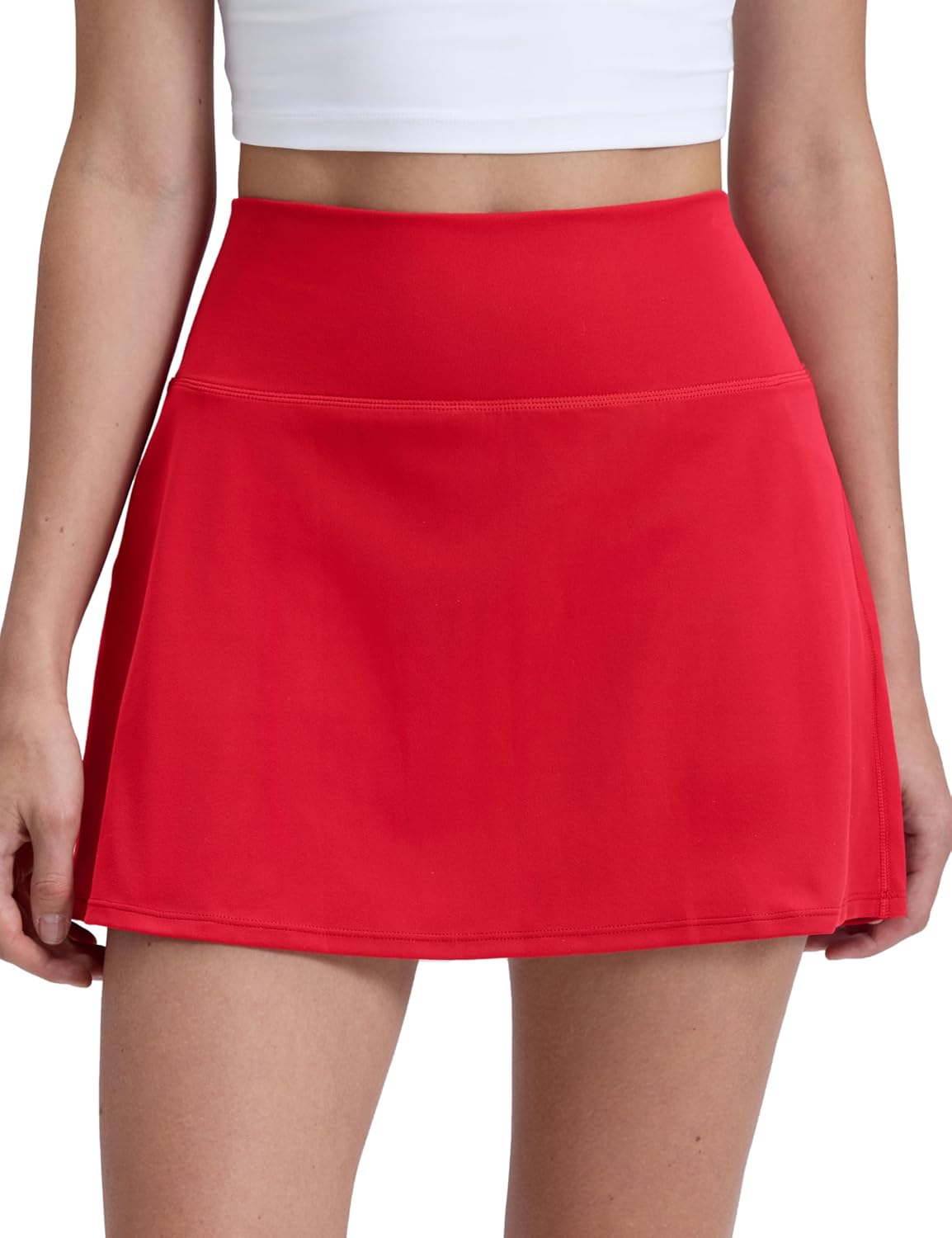 High-Waisted Tennis Skirt with Lining and Built-in Pockets