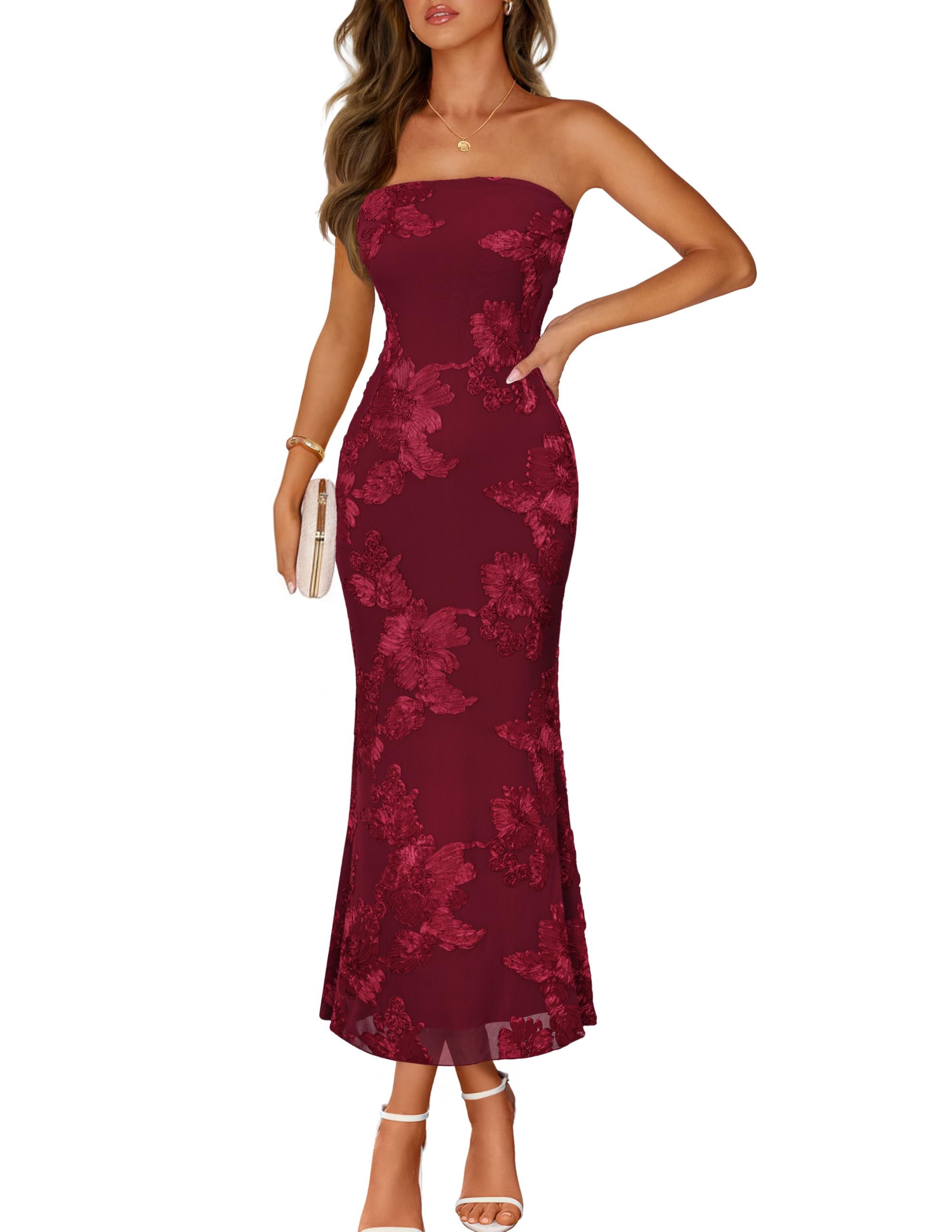 Printed Strapless Maxi Dress
