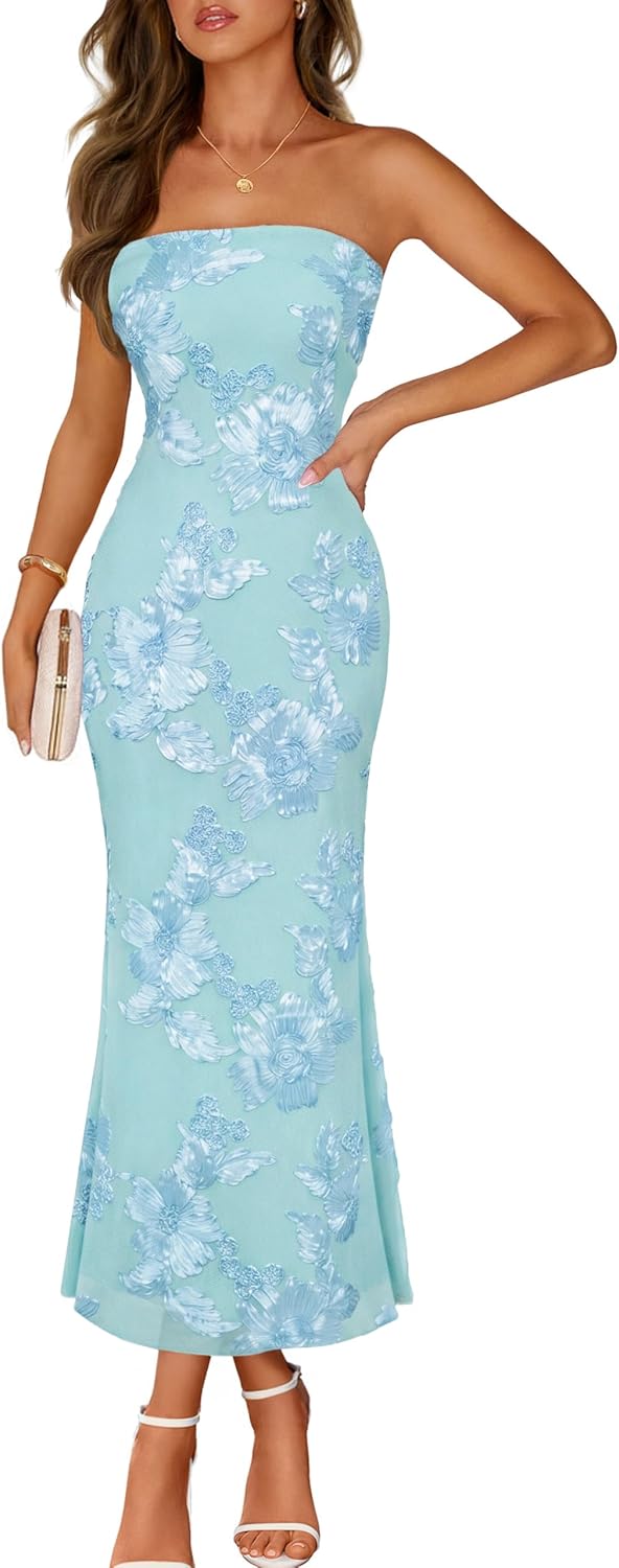 Printed Strapless Maxi Dress
