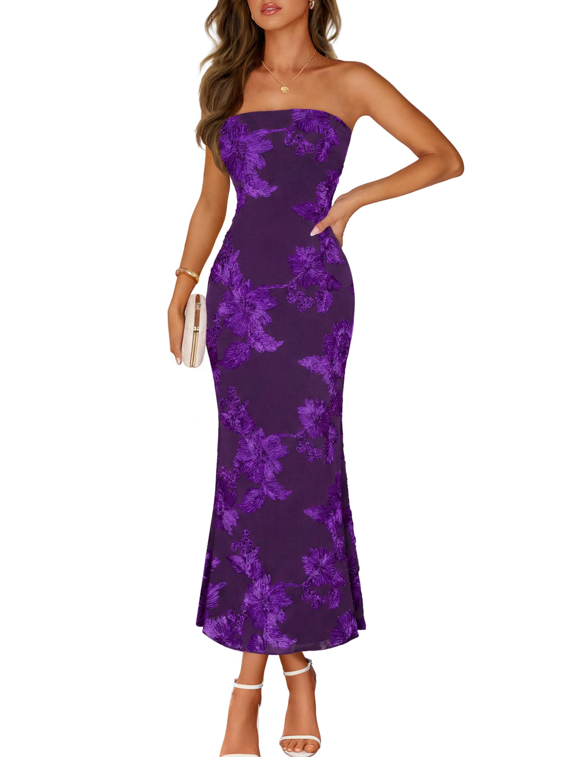 Printed Strapless Maxi Dress