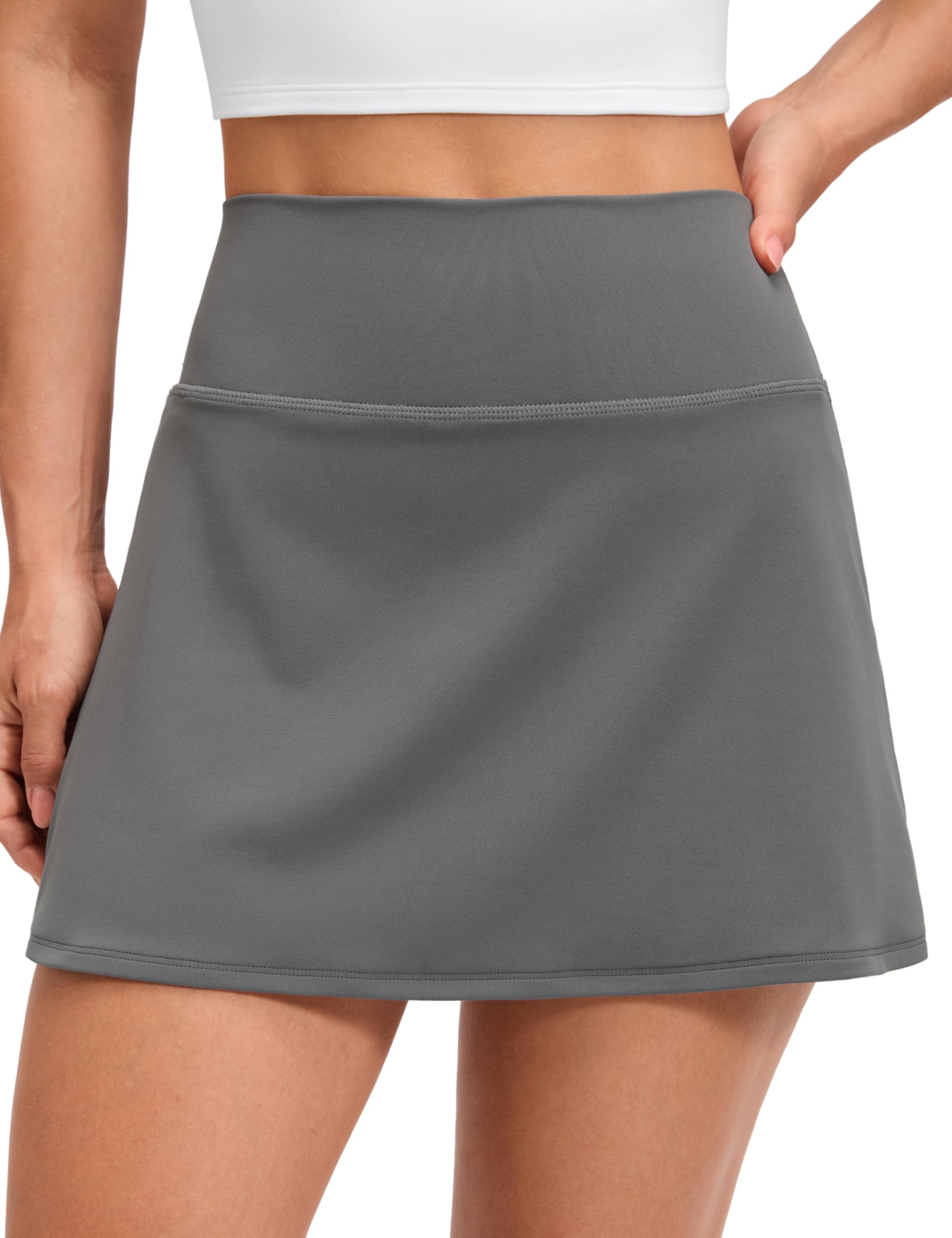 High-Waisted Tennis Skirt with Lining and Built-in Pockets