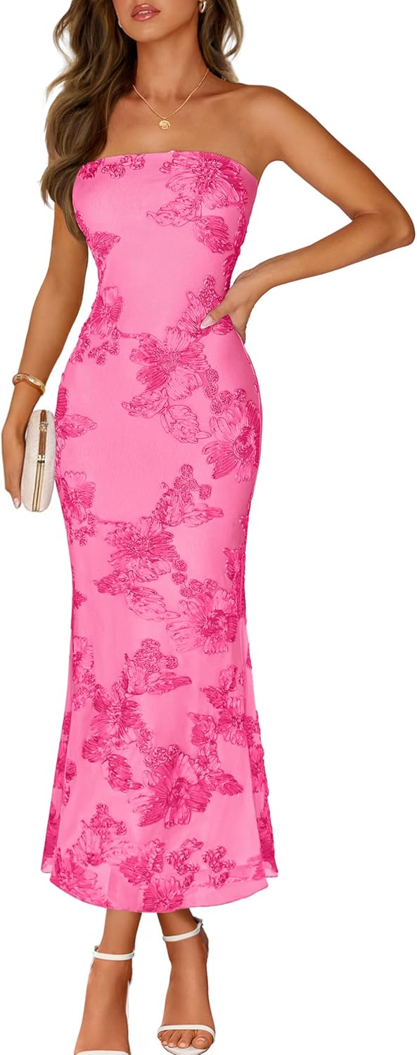 Printed Strapless Maxi Dress