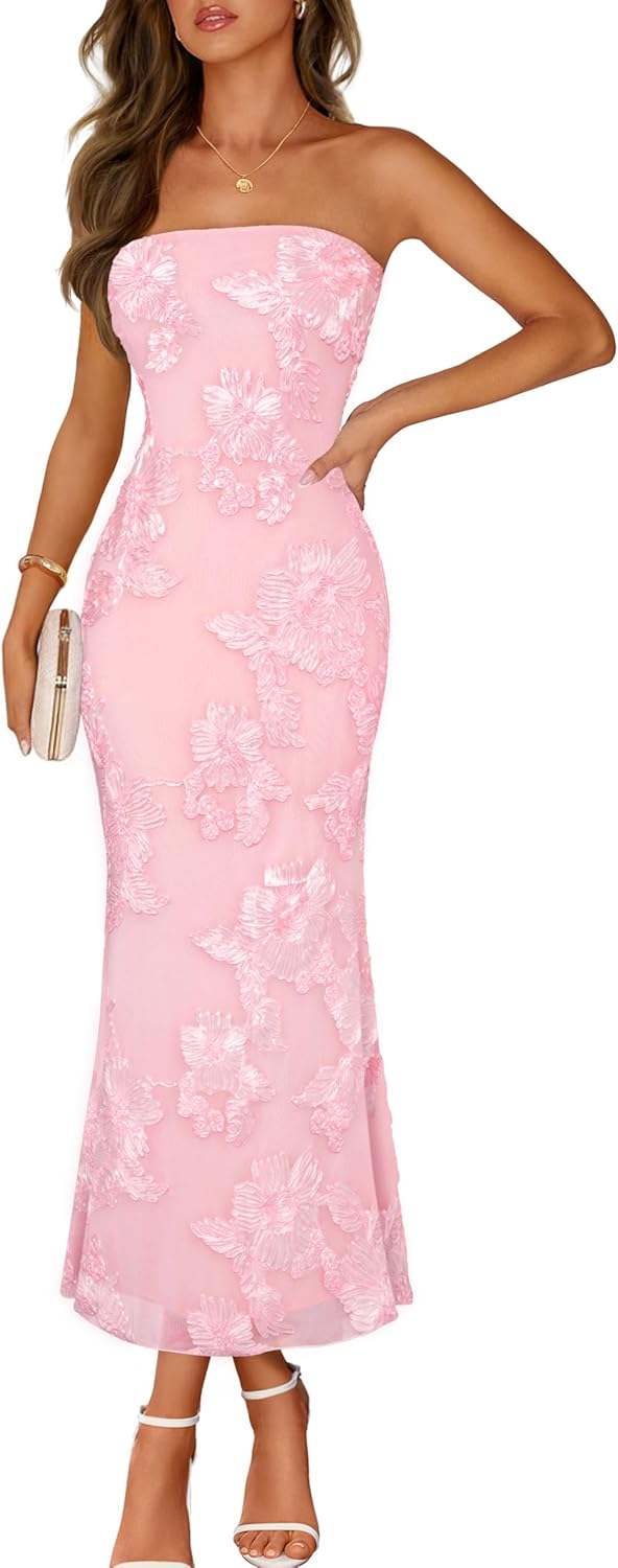 Printed Strapless Maxi Dress