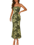 Printed Strapless Maxi Dress