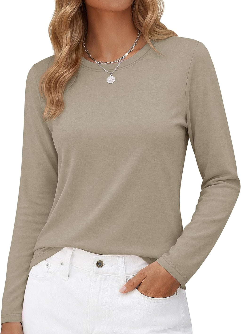 Long-Sleeve Shirt — Pure Cotton Crew-Neck Casual T-Shirt