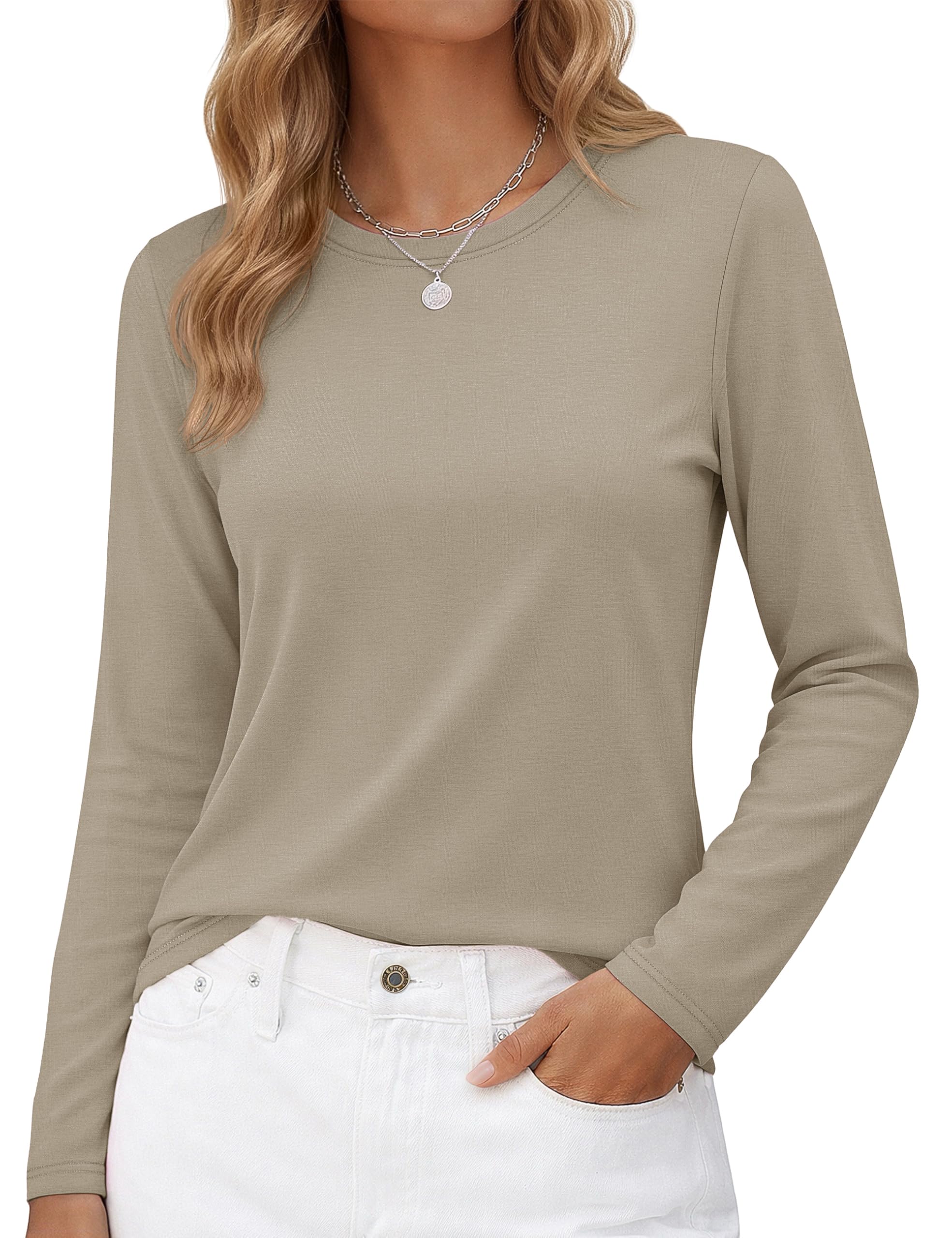 Long-Sleeve Shirt — Pure Cotton Crew-Neck Casual T-Shirt