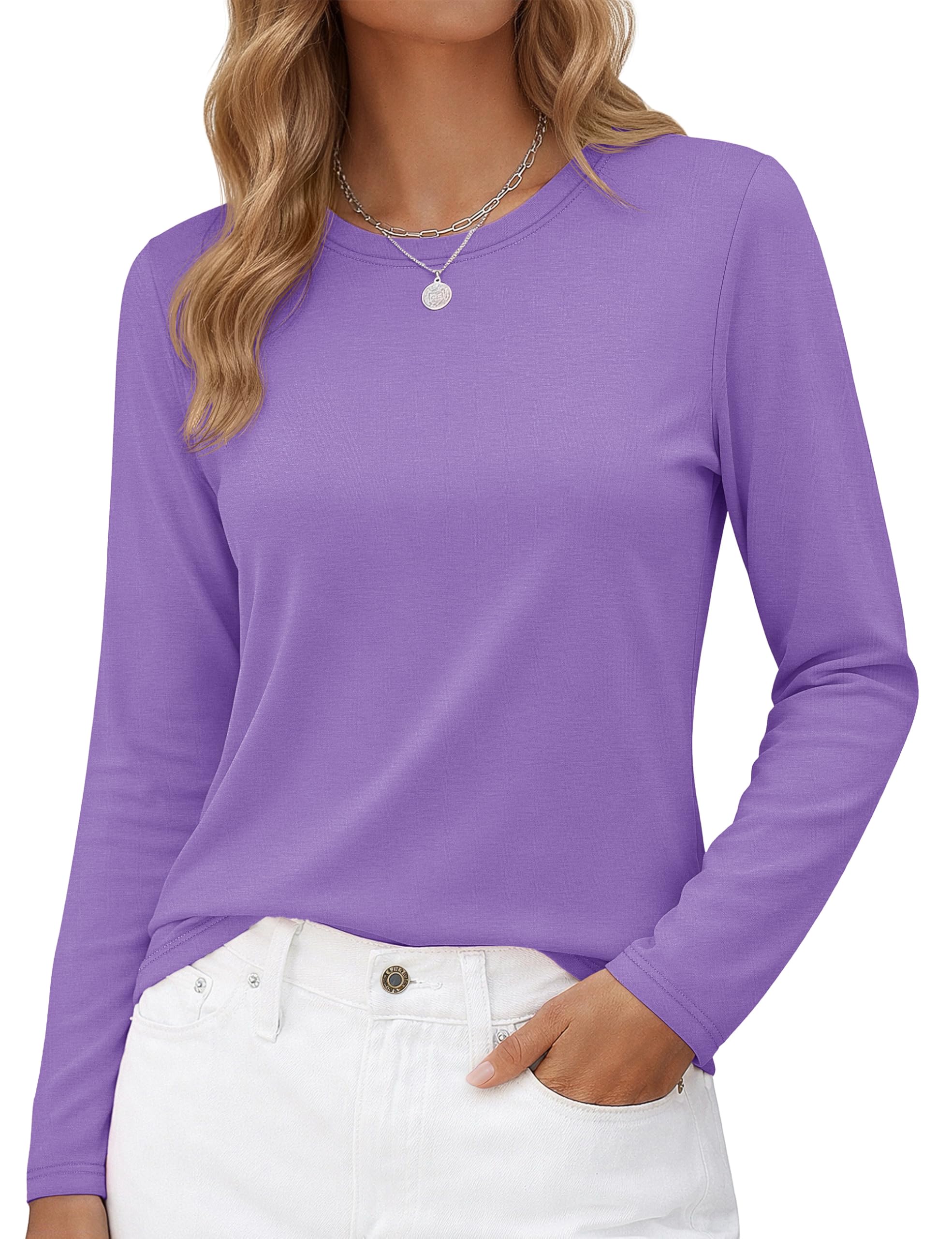 Long-Sleeve Shirt — Pure Cotton Crew-Neck Casual T-Shirt