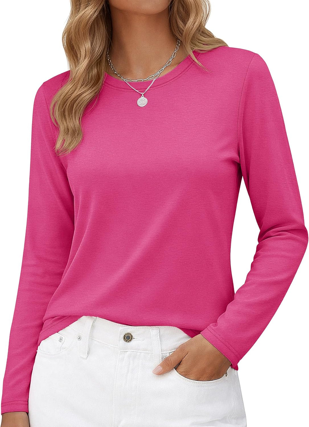 Long-Sleeve Shirt — Pure Cotton Crew-Neck Casual T-Shirt