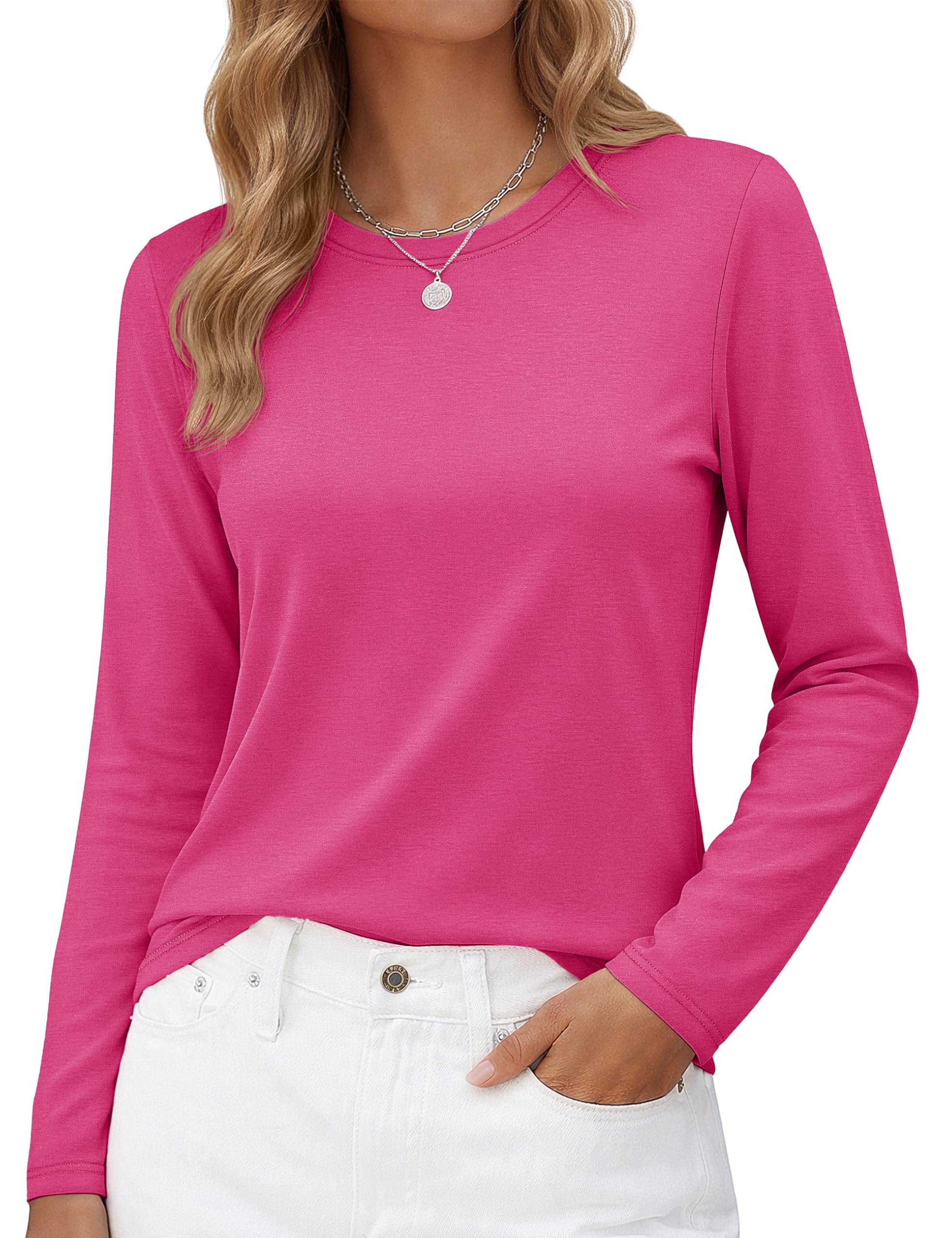 Long-Sleeve Shirt — Pure Cotton Crew-Neck Casual T-Shirt
