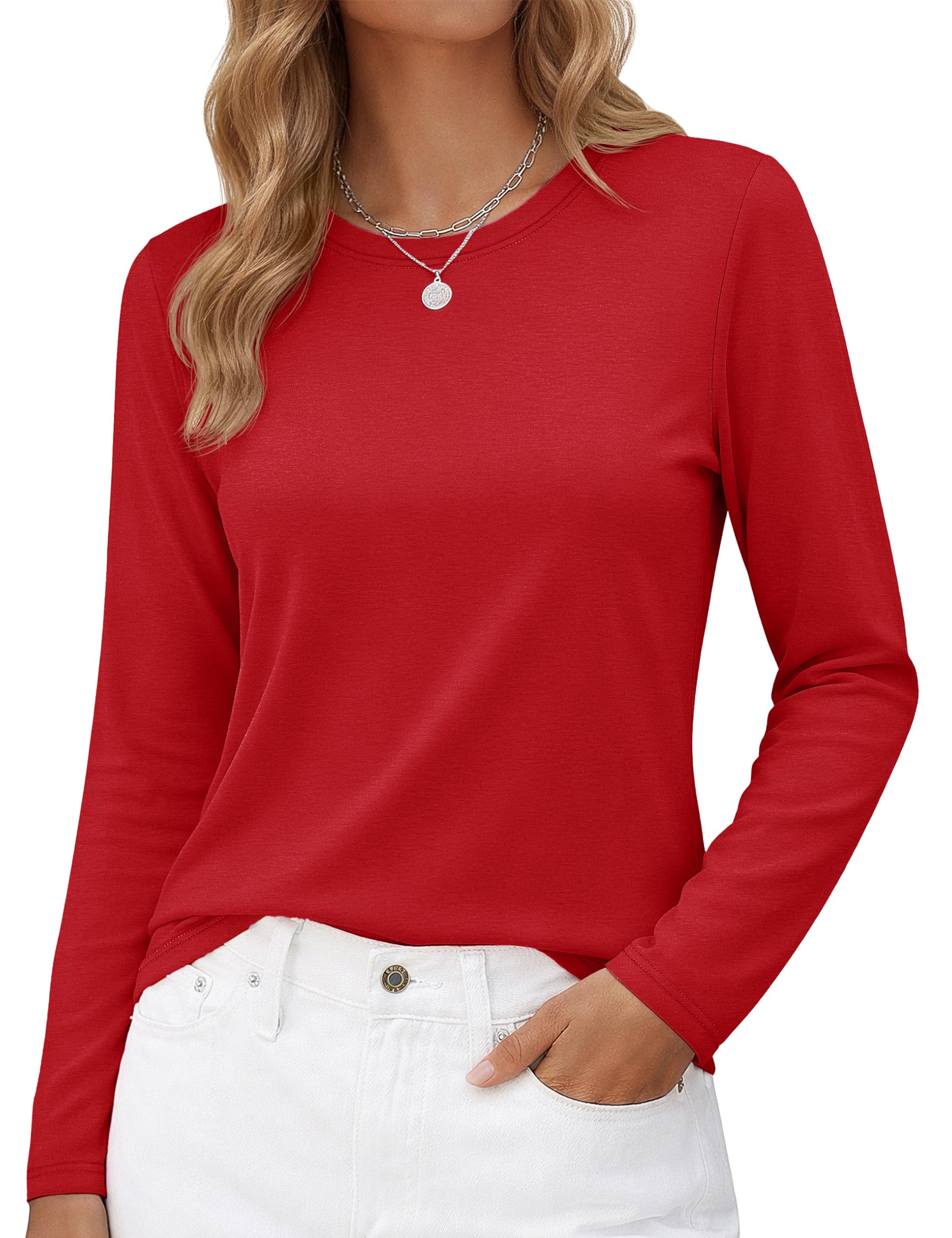 Long-Sleeve Shirt — Pure Cotton Crew-Neck Casual T-Shirt