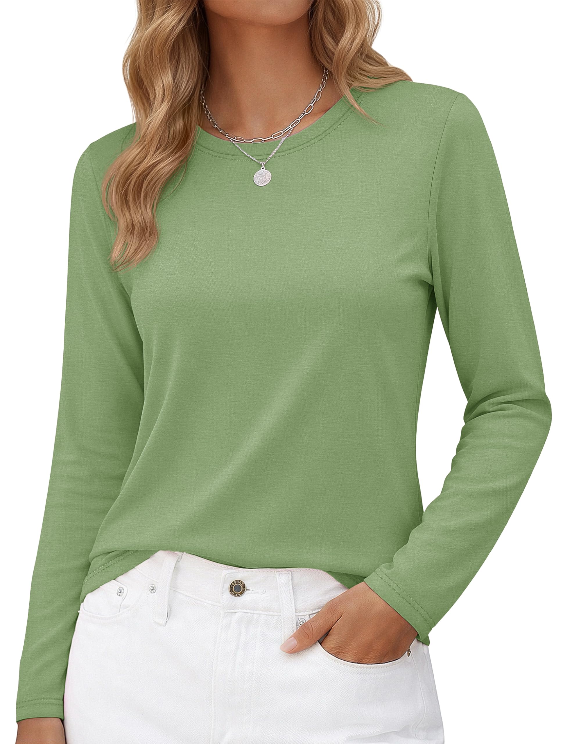 Long-Sleeve Shirt — Pure Cotton Crew-Neck Casual T-Shirt
