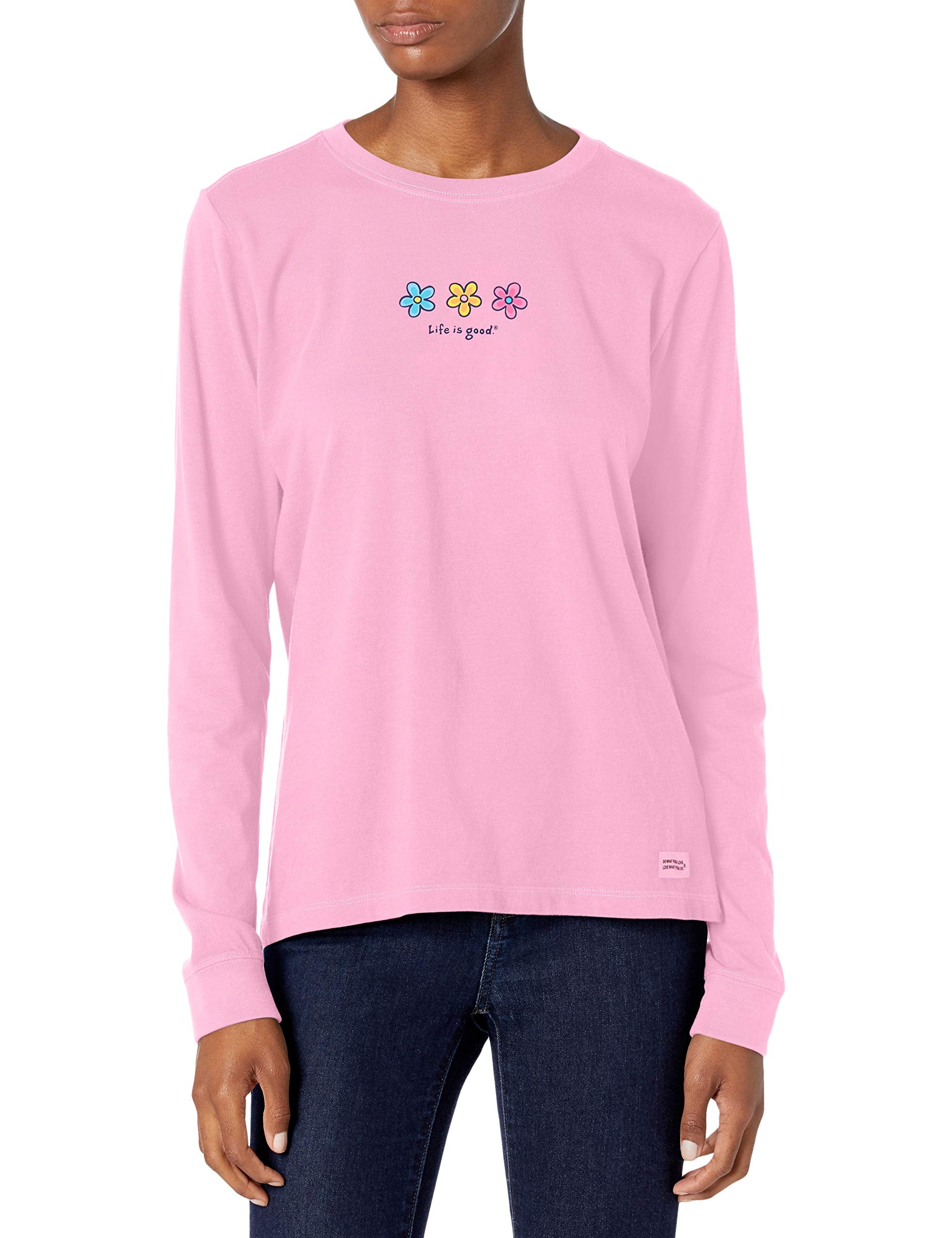 Long-Sleeve Pure Cotton Printed T-Shirt — "Three Daisies"