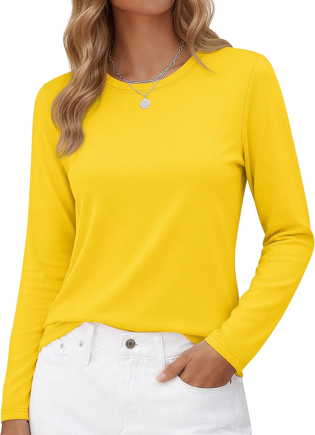 Long-Sleeve Shirt — Pure Cotton Crew-Neck Casual T-Shirt