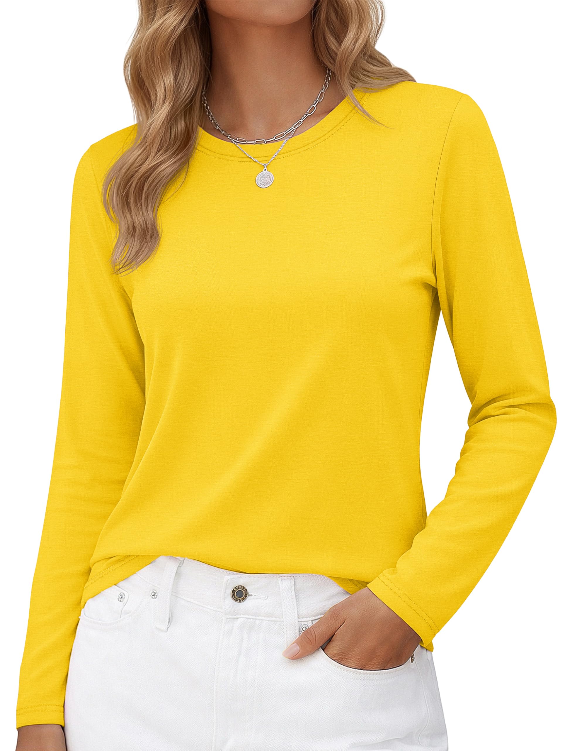 Long-Sleeve Shirt — Pure Cotton Crew-Neck Casual T-Shirt