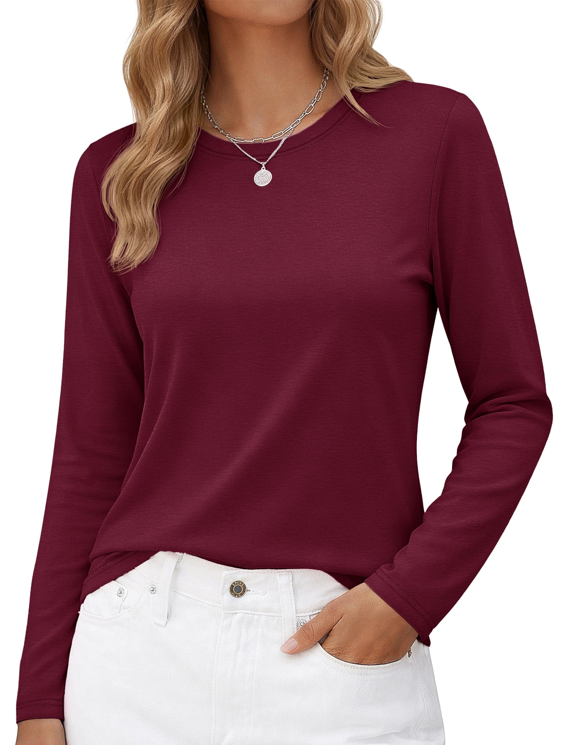 Long-Sleeve Shirt — Pure Cotton Crew-Neck Casual T-Shirt