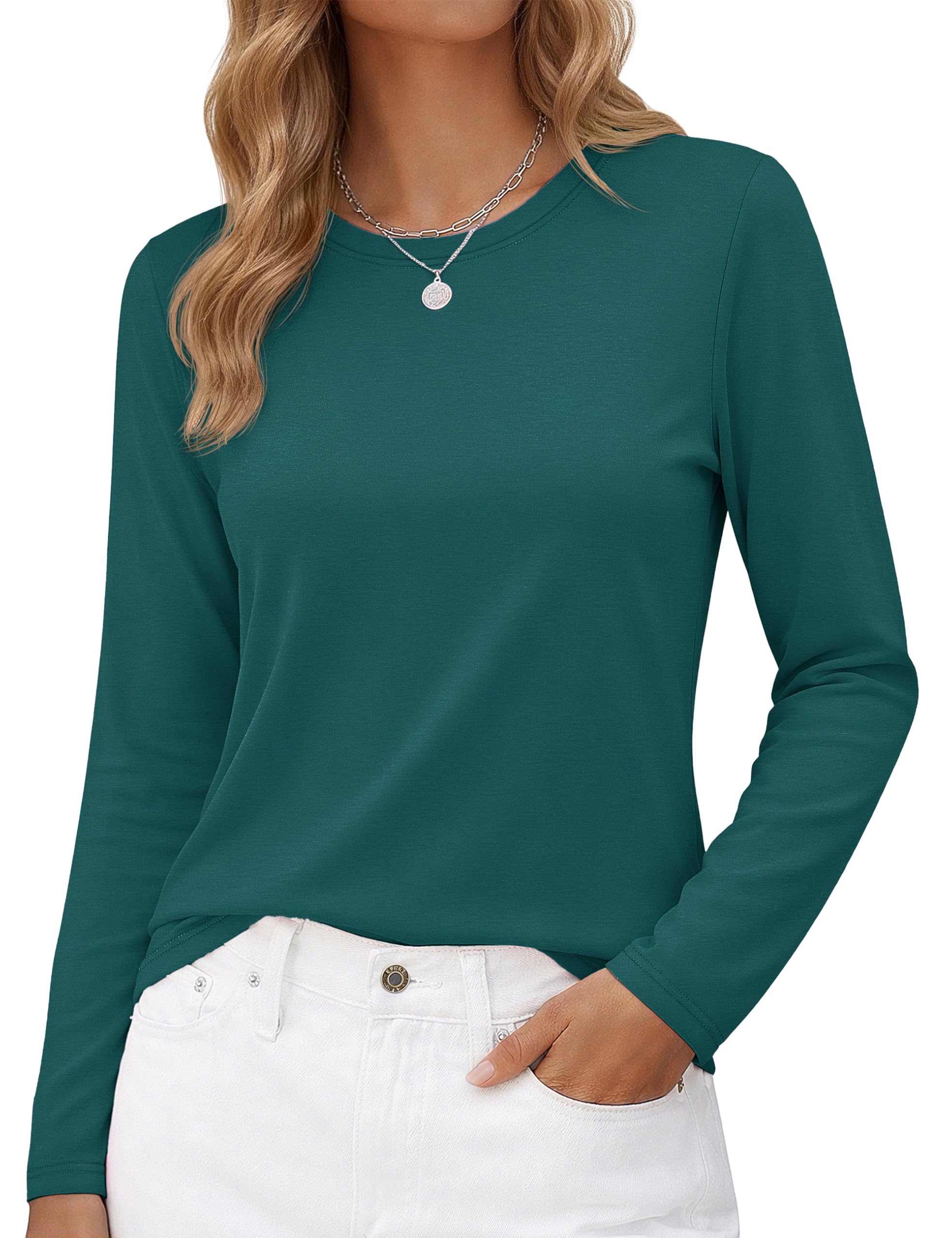 Long-Sleeve Shirt — Pure Cotton Crew-Neck Casual T-Shirt