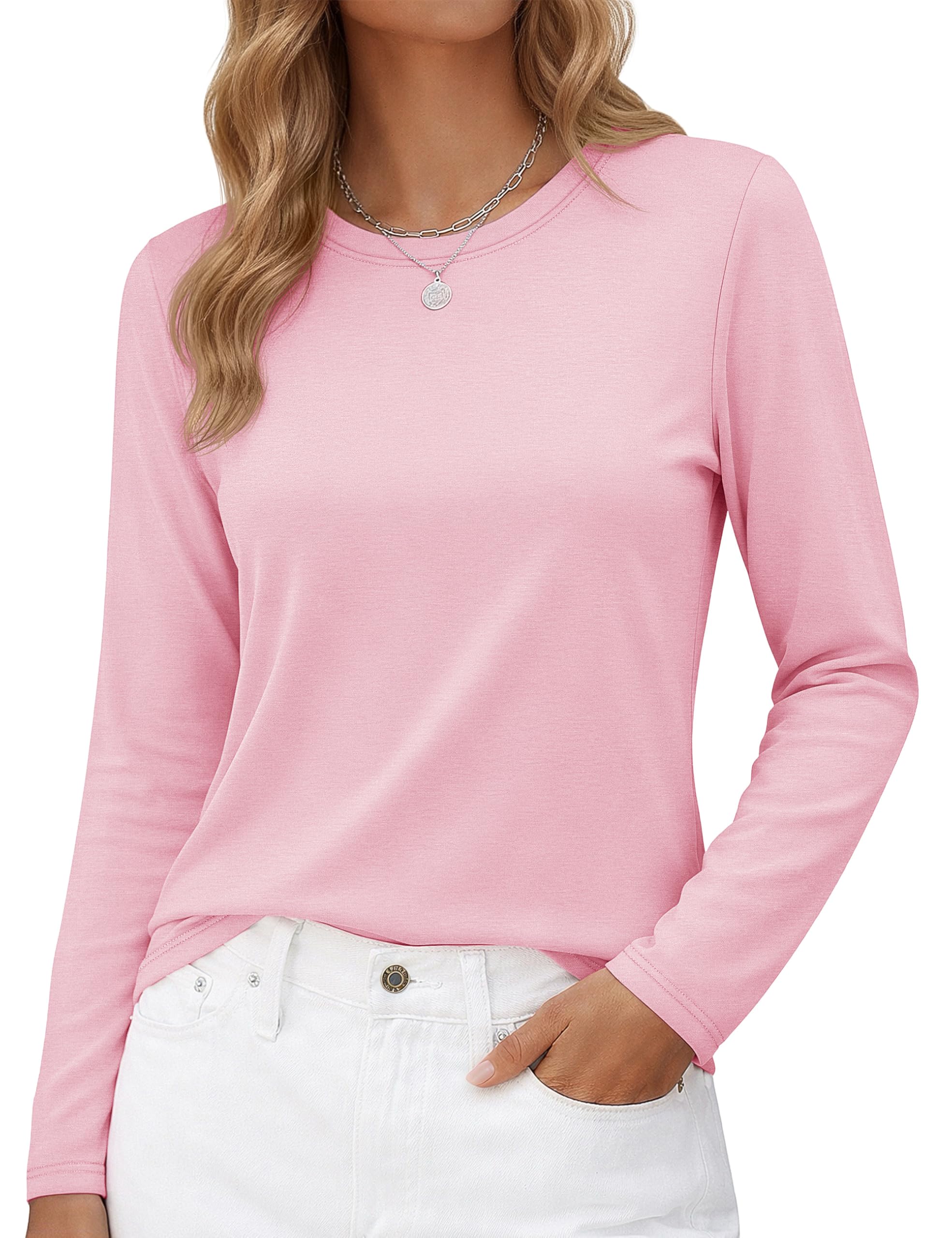 Long-Sleeve Shirt — Pure Cotton Crew-Neck Casual T-Shirt