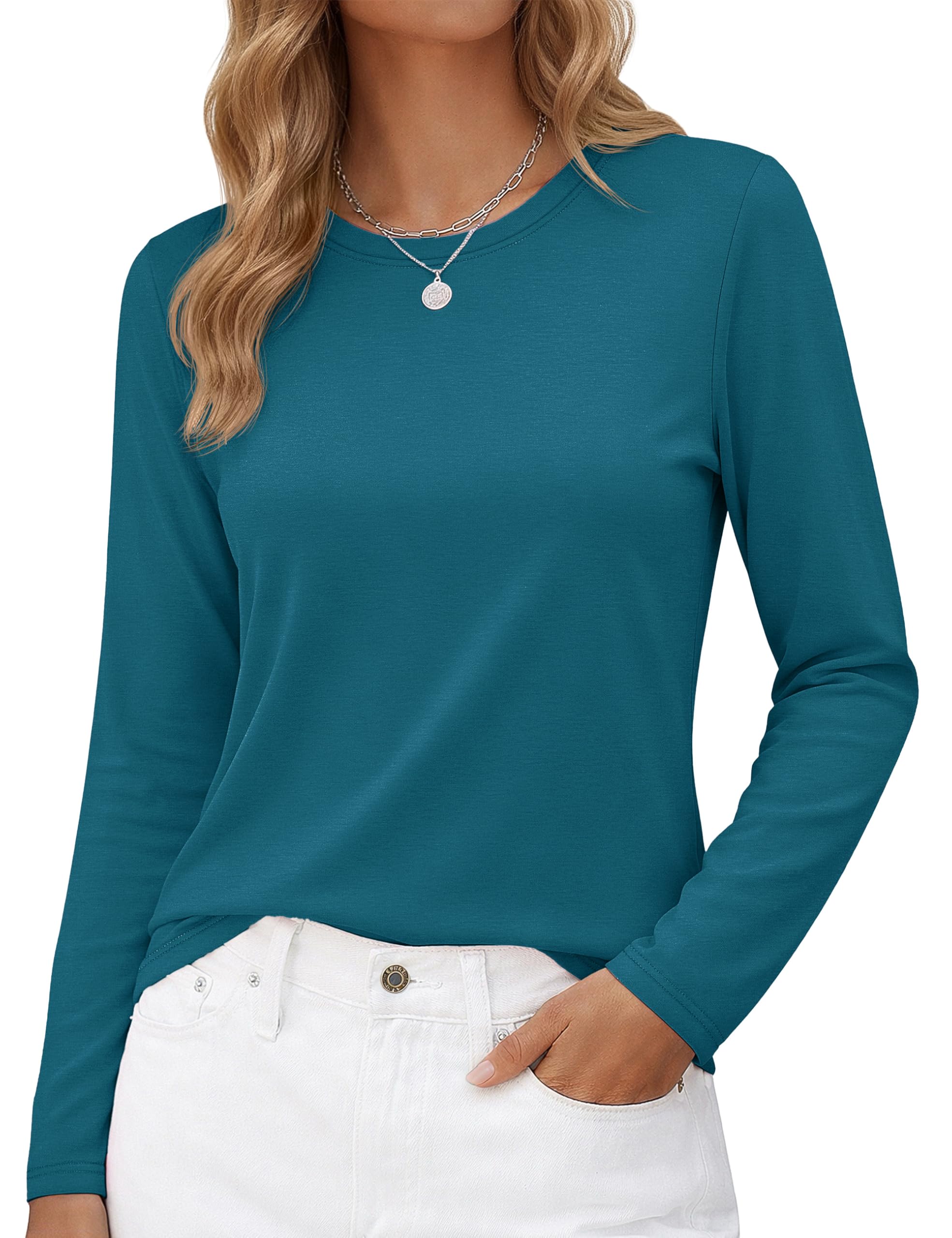 Long-Sleeve Shirt — Pure Cotton Crew-Neck Casual T-Shirt