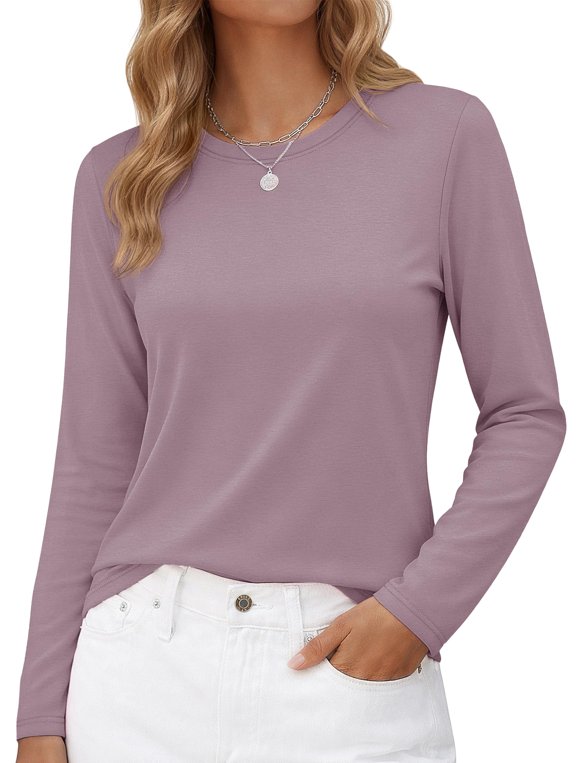 Long-Sleeve Shirt — Pure Cotton Crew-Neck Casual T-Shirt