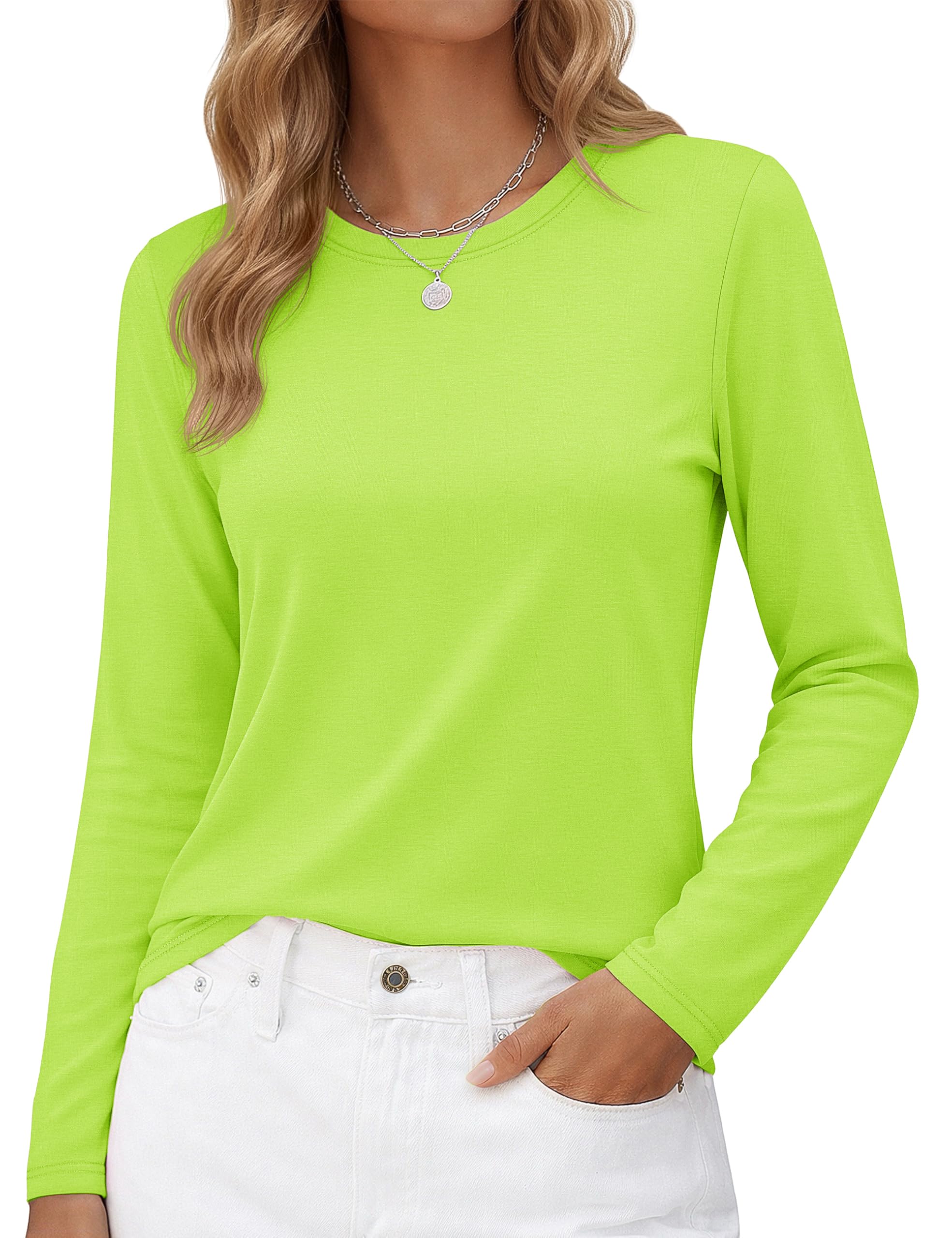 Long-Sleeve Shirt — Pure Cotton Crew-Neck Casual T-Shirt