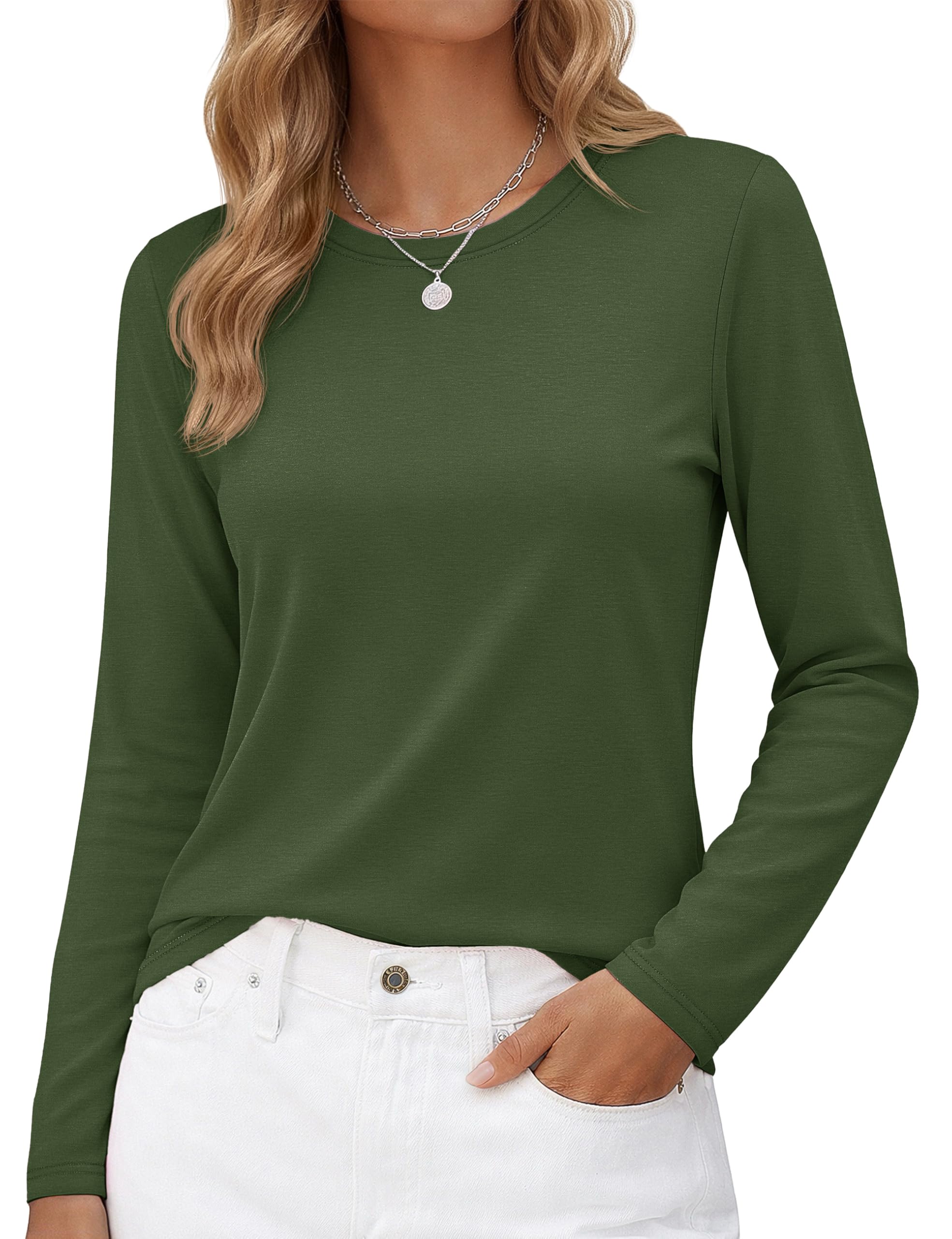 Long-Sleeve Shirt — Pure Cotton Crew-Neck Casual T-Shirt