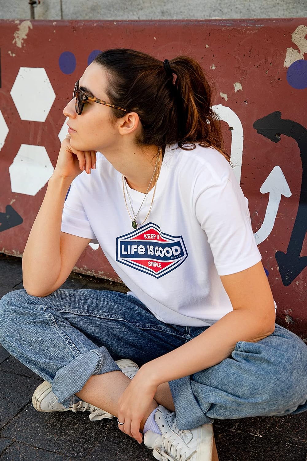 Long-Sleeve Pure Cotton Printed T-Shirt — "Three Daisies"